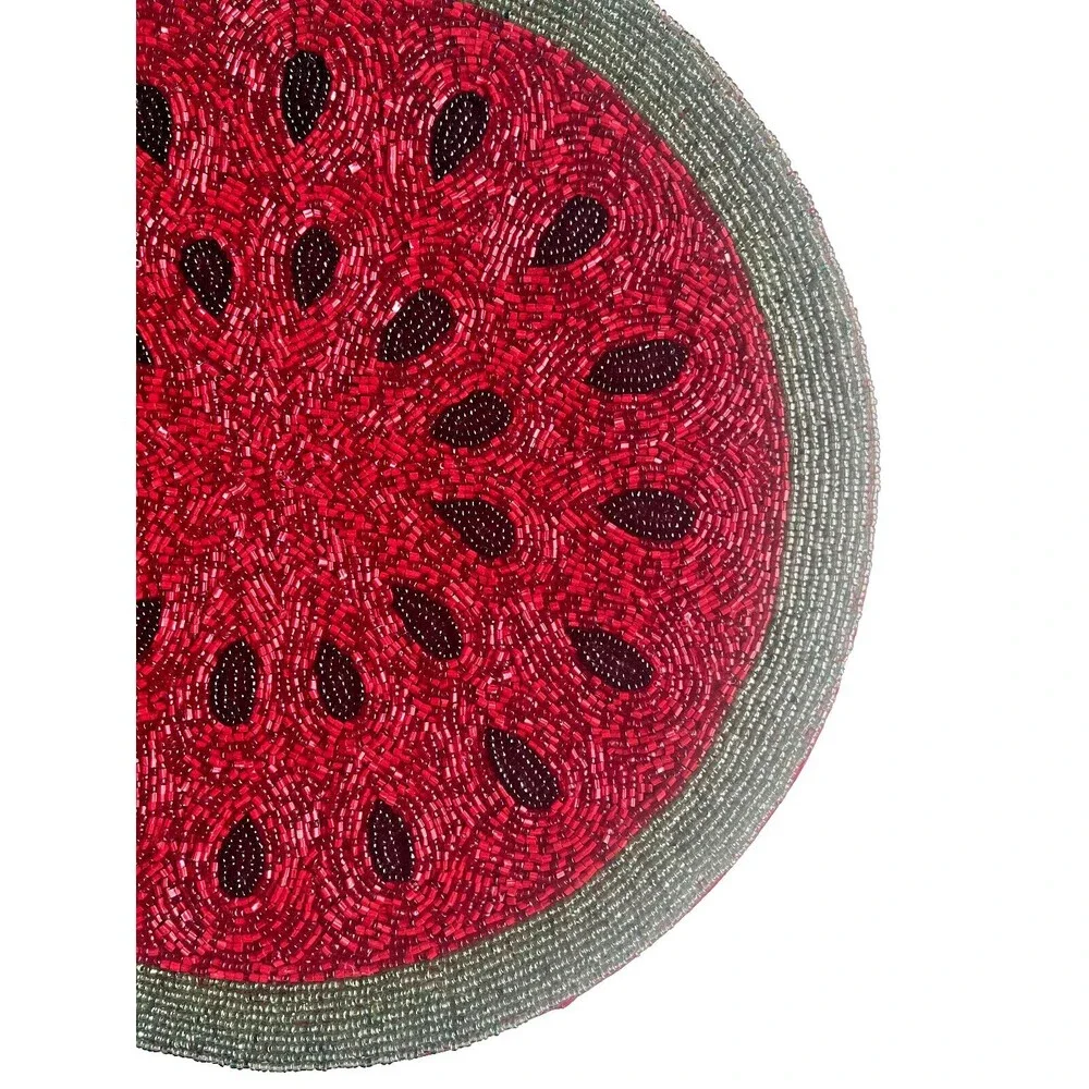 Nantucket Watermelon Beaded Placemat Charger Summer Beach Pool Summer 15” Round